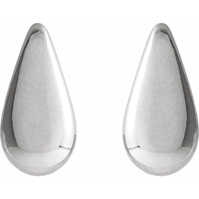 Sterling Silver 10.9 X 5.3 Mm Pair Friction Back Polished Teardrop Stud Earrings