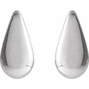 14K White Gold 10.9 X 5.3 Mm Pair Friction Backs Included Polished Teardrop Stud Earrings