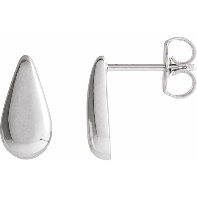 Sterling Silver 10.9 X 5.3 Mm Pair Friction Back Polished Teardrop Stud Earrings