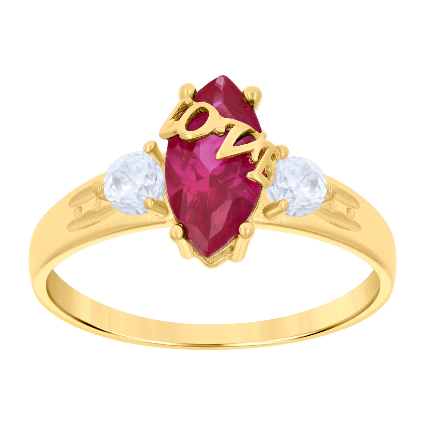 10K Yellow Gold Womens Marquise Round Cubic-Zirconia Love Bridal Anniversary Engagement Wedding Ring