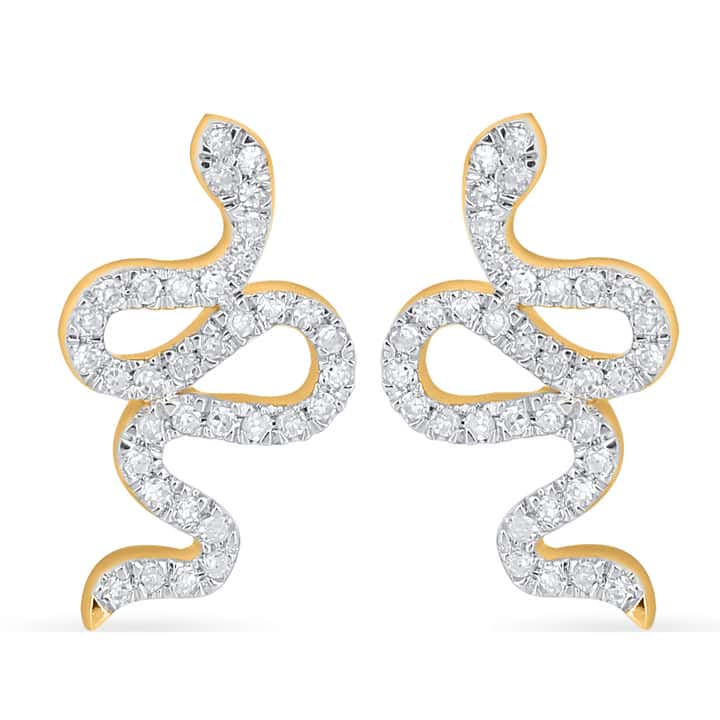 10K Yellow Gold 0.14 Cttw Diamond "Snake" Earring