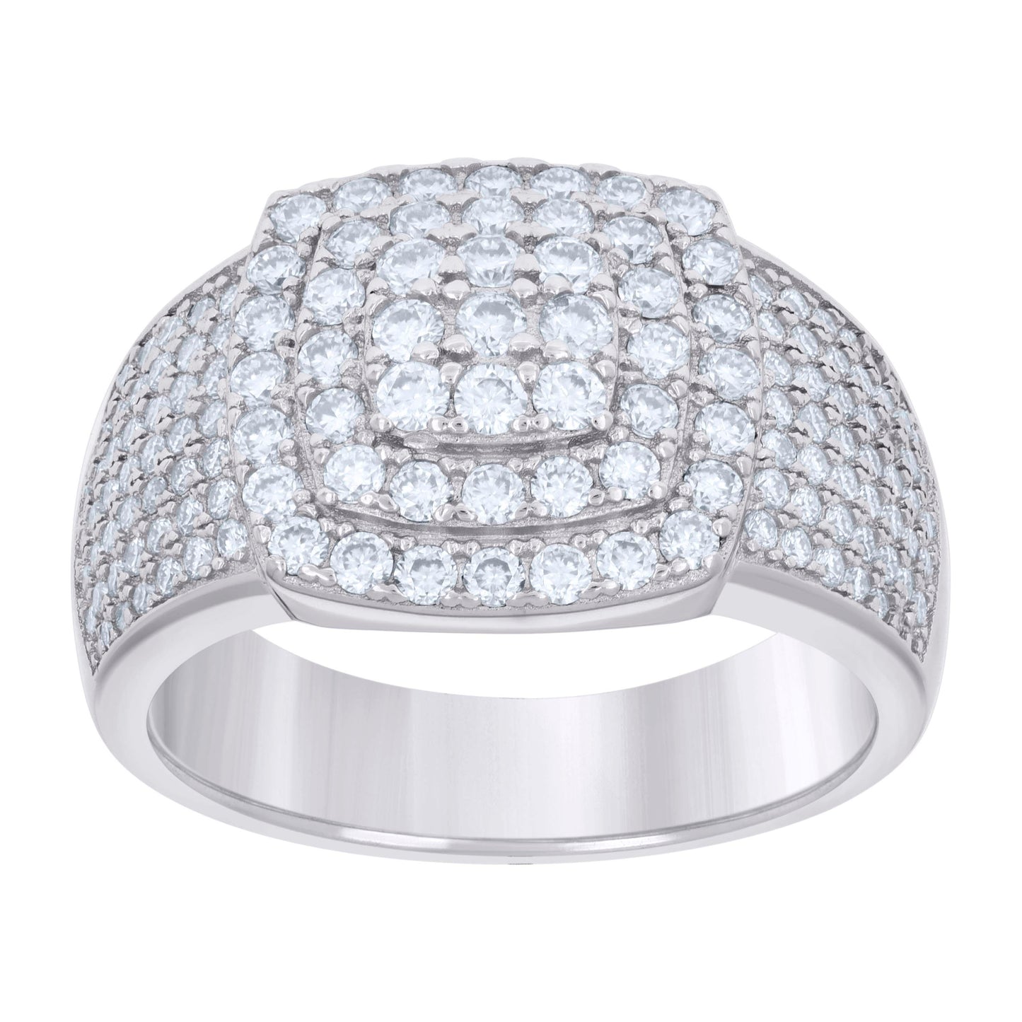 Sterling Silver Mens 2.32ct Moissanite Square Head Fashion Bridal Anniversary Wedding Engagement Band Ring