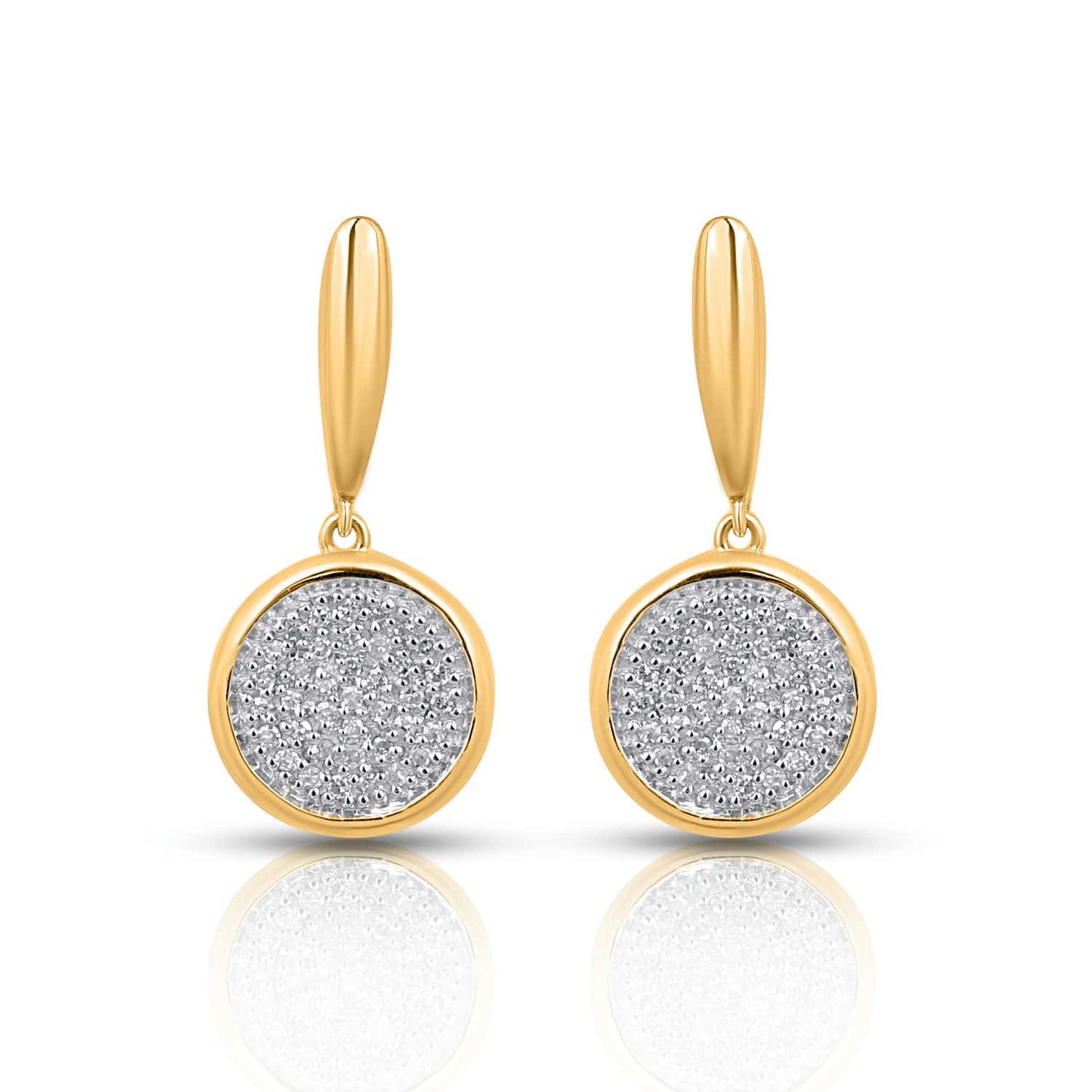 10K Yellow Gold 0.15 Cttw Diamond Dangling Earring
