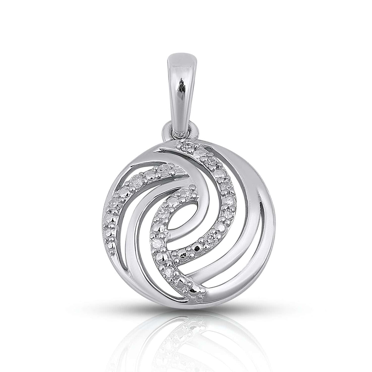 925 Sterling Silver 0.05 Cttw Diamond Ladies Pendant