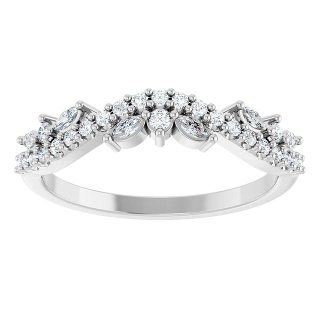14K Yellow Or White Gold Marquise 2.5 X 1.25 Mm Polished 1/3 Ctw Lab-Grown Diamond Anniversary Band, Size 7