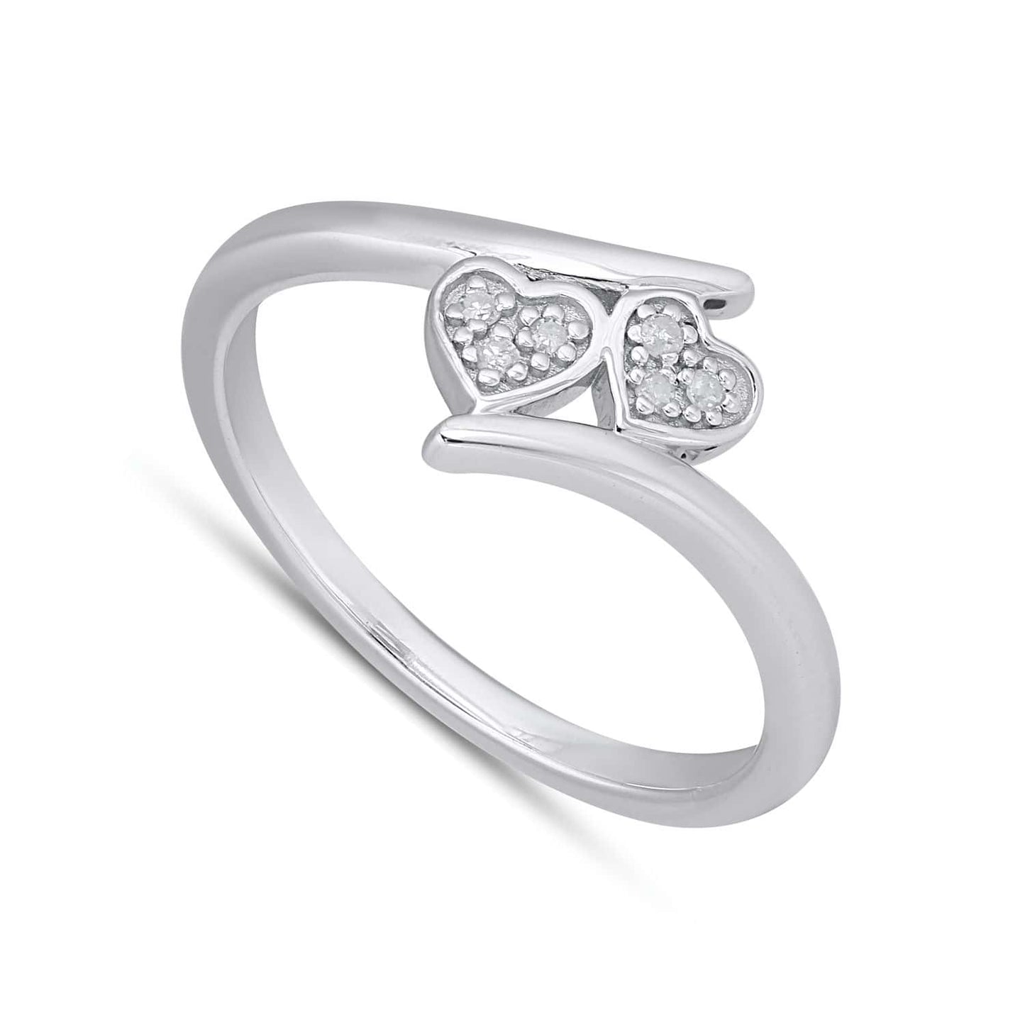 925 Sterling Silver 0.03 Cttw Diamond "Heart" Ladies Ring