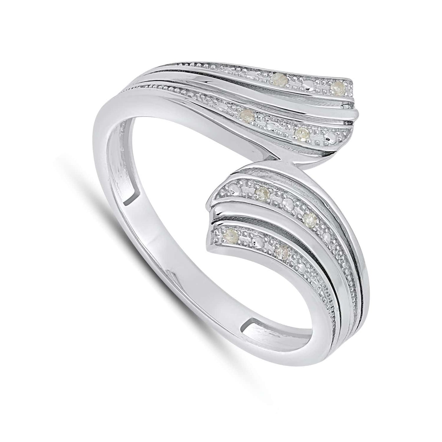 925 Sterling Silver 0.03 Cttw Diamond Ladies Ring