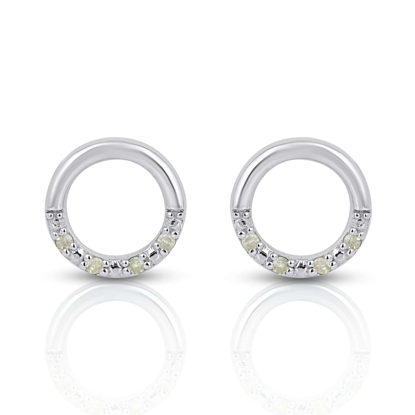 925 Sterling Silver 0.03 Cttw Diamond Earring