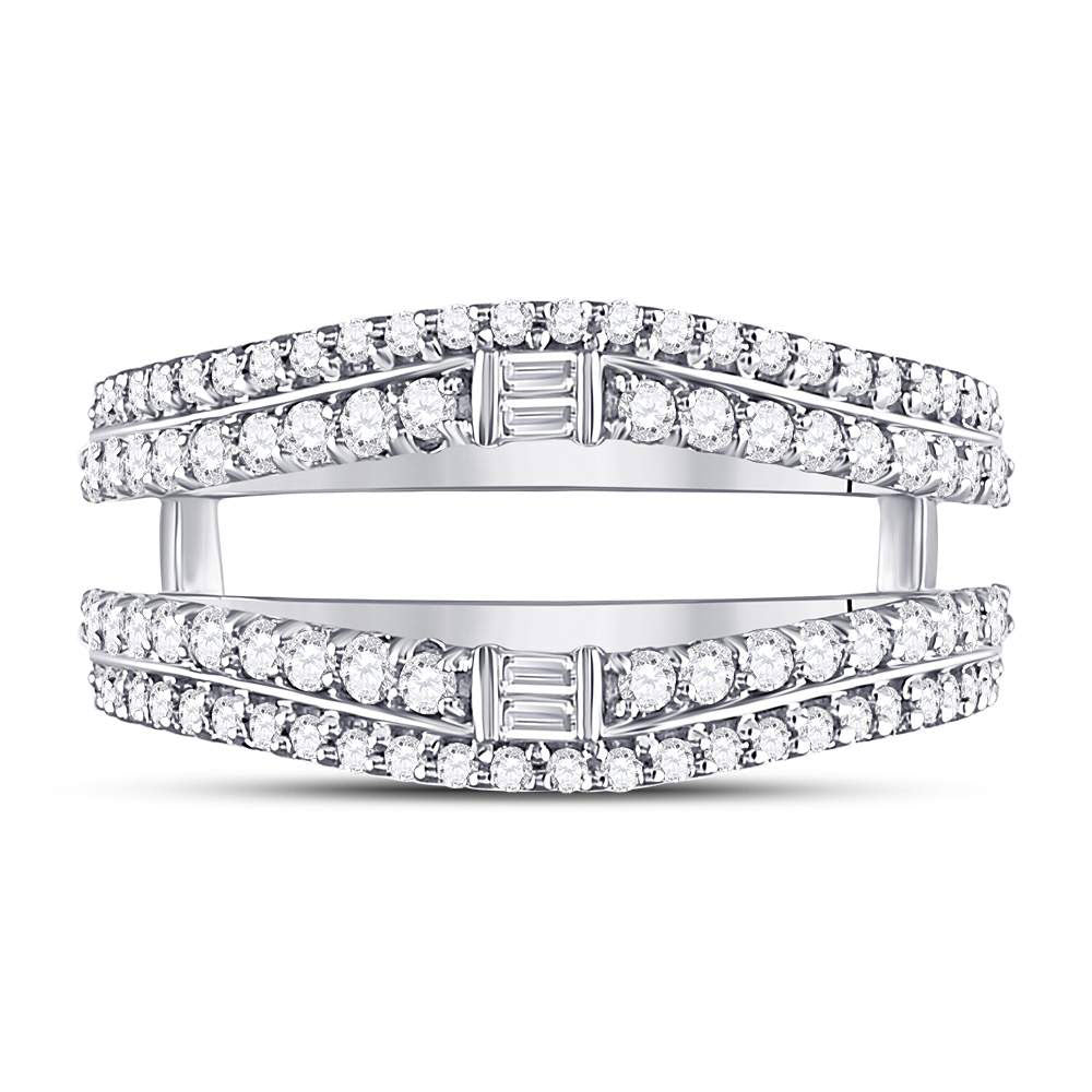 14K White Gold Womens Baguette Diamond Wrap Ring Guard Enhancer 3/4 Cttw, Womens Size: 5-10