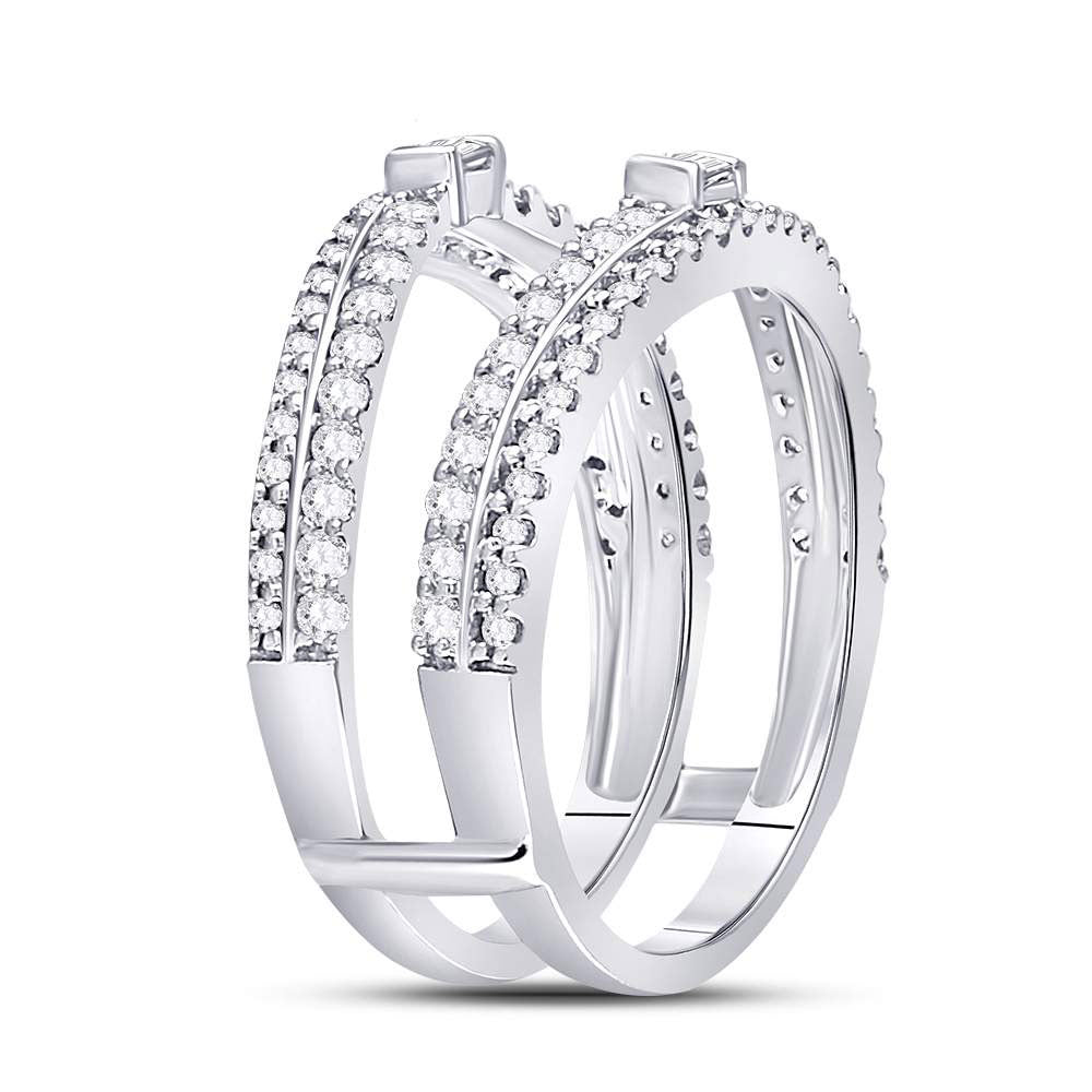 14K White Gold Womens Baguette Diamond Wrap Ring Guard Enhancer 3/4 Cttw, Womens Size: 5-10