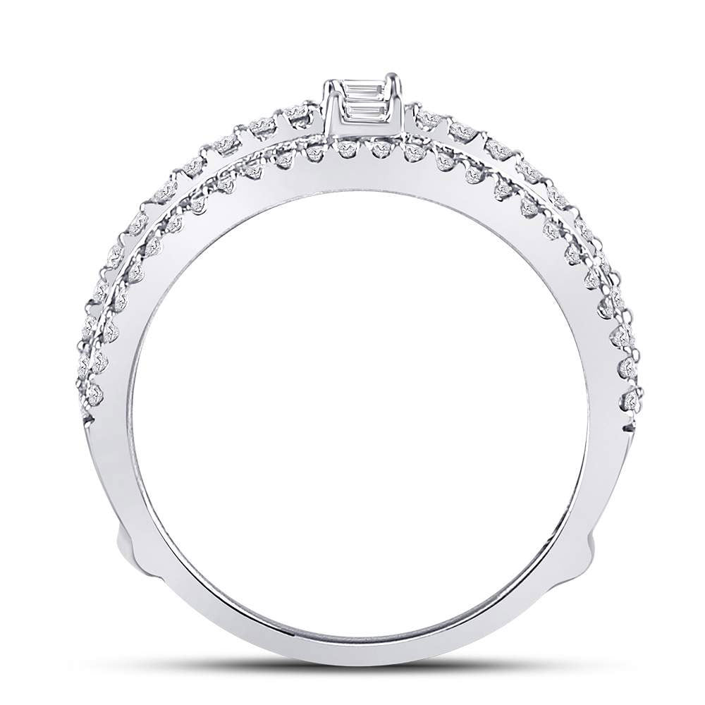 14K White Gold Womens Baguette Diamond Wrap Ring Guard Enhancer 3/4 Cttw, Womens Size: 5-10