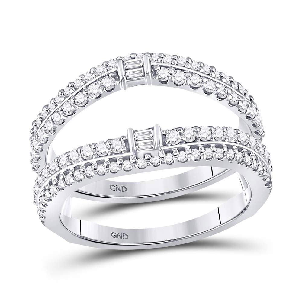 14K White Gold Womens Baguette Diamond Wrap Ring Guard Enhancer 3/4 Cttw, Womens Size: 5-10