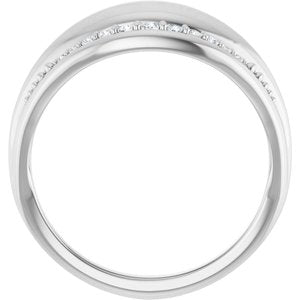 14K White Gold Round Polished 1/5 Ctw Natural Diamond Ring Size 7