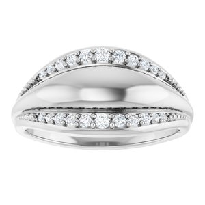 14K White Gold Round Polished 1/5 Ctw Natural Diamond Ring Size 7