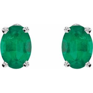 14K Yellow Or White Gold Oval 7 X 5 Mm Lab-Grown Gemstone Friction Backs Included 4-Prong Earrings
