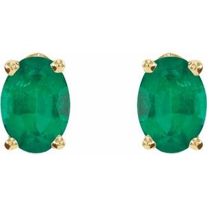 14K Yellow Or White Gold Oval 6 X 4 Mm Lab-Grown Gemstone Friction Backs Included 4-Prong Earrings