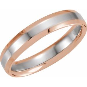 14K Rose/White Gold Comfort-Fit Beveled Edge Band Size 7