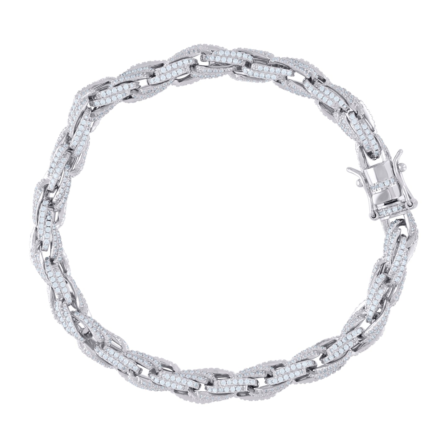 Sterling Silver Moissanite 6mm Twisted Rope Chain Necklace