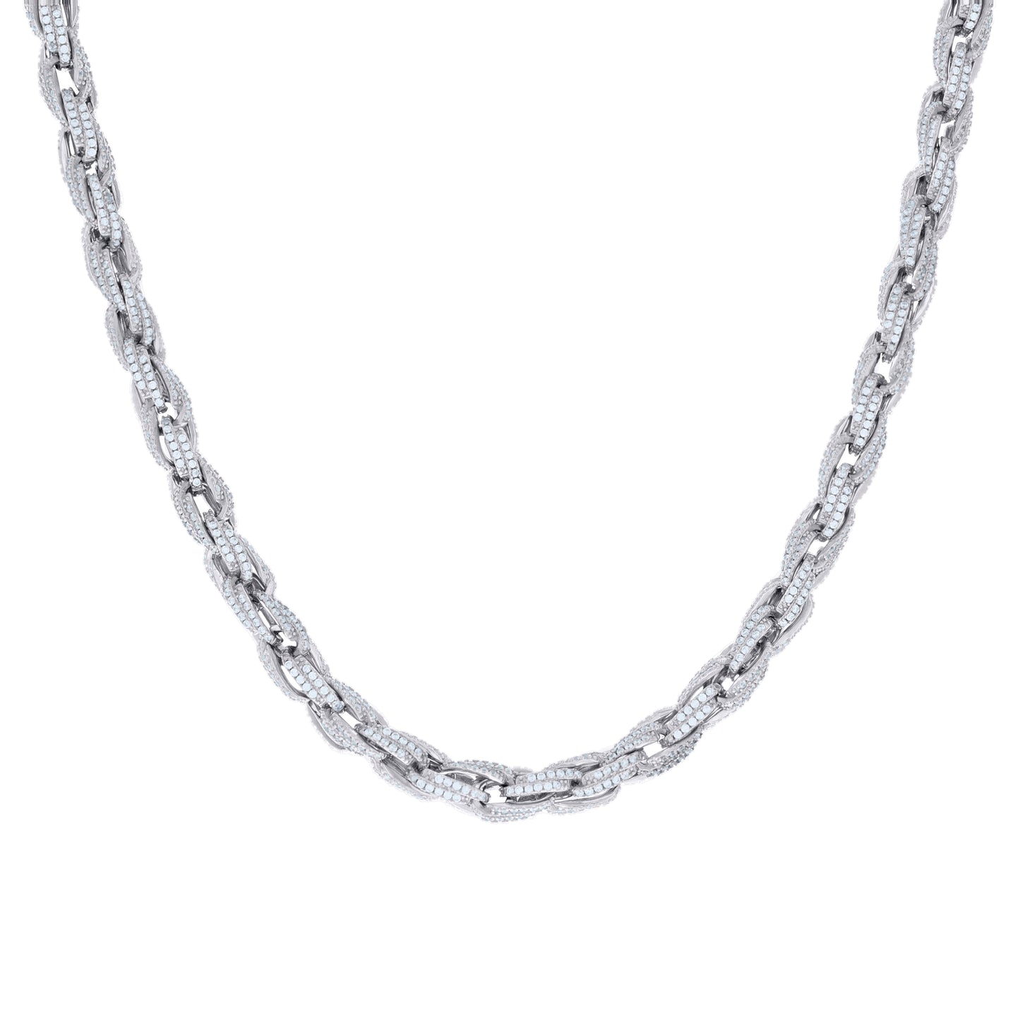 Sterling Silver Moissanite 6mm Twisted Rope Chain Necklace