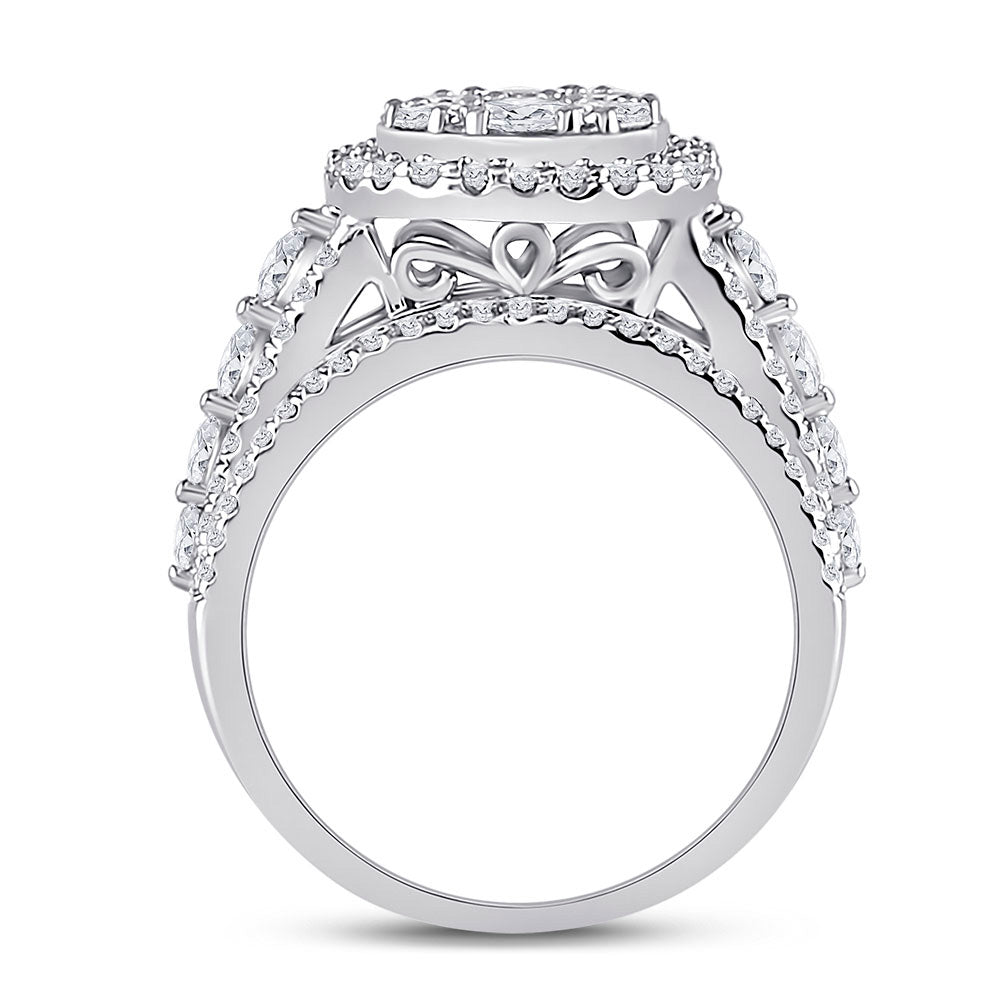 14K White Or Yellow Gold Round Diamond Cluster Bridal Wedding Engagement Ring , Womens Size: 5-10