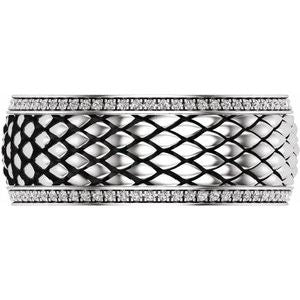 14K White Gold Round 1 Mm G-H Si1-Si2 5/8 Ctw Lab-Grown Diamond Mens Band Size 10