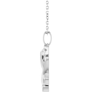 Sterling Silver 20 X 12.3 Mm 16-18 In Polished Cat Necklace