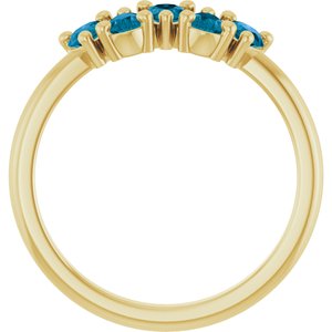 14K Yellow Gold Pear 5 X 3 Mm Polished Natural London Blue Topaz Five-Stone Ring Size 7