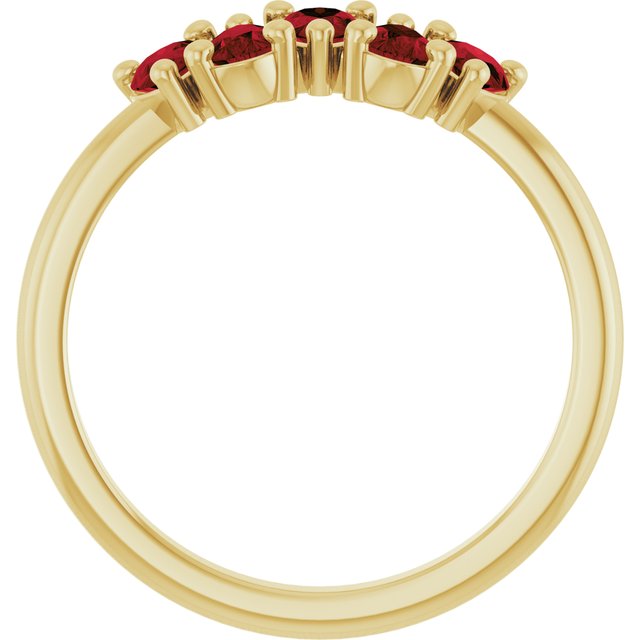 14K Yellow Gold Pear 5 X 3 Mm Polished Natural Mozambique Garnet Five-Stone Ring, Size 7