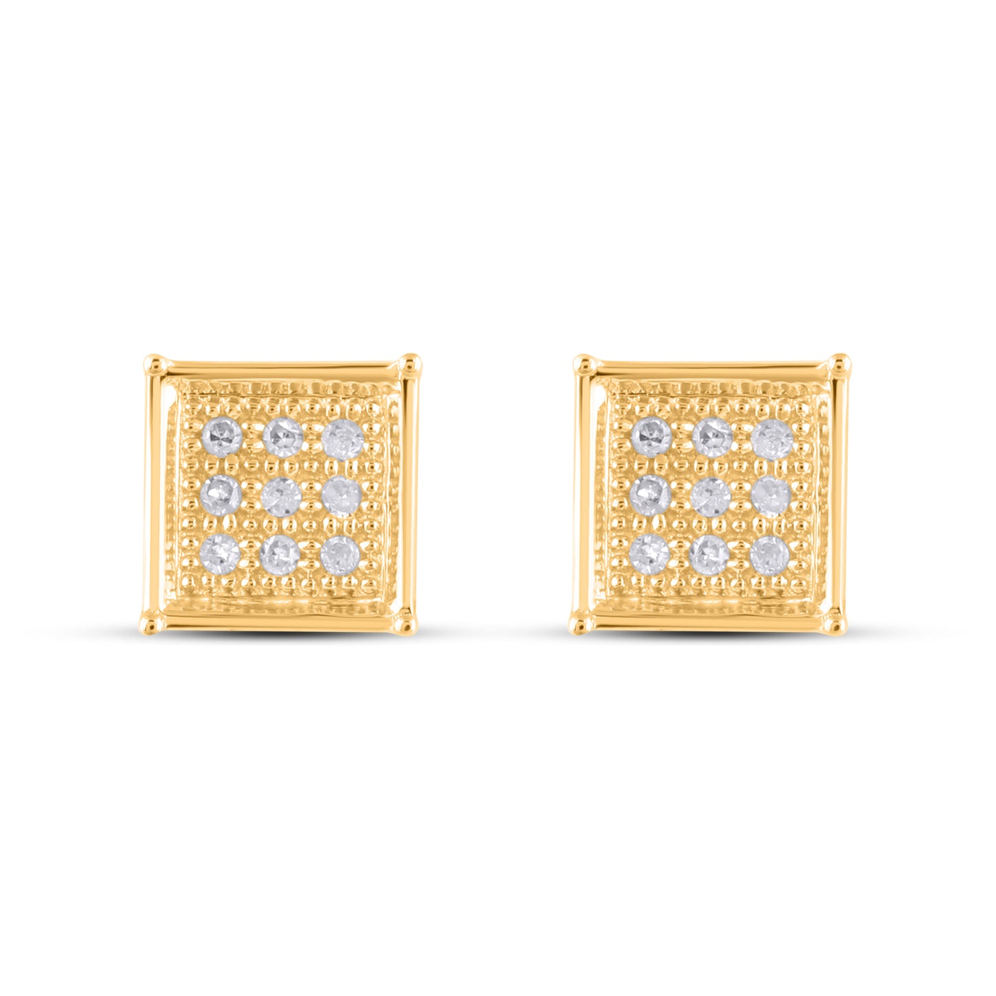 10K Yellow Gold 0.05 Cttw Diamond Dark Polish Earring