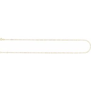 14K Yellow Gold White 9-10 In 2 Mm Enamel Bead Adjustable Chain