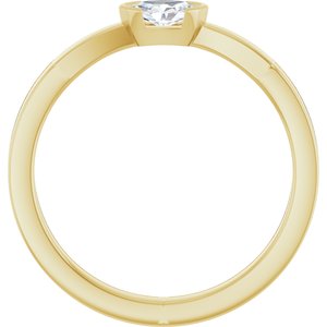 14K Yellow Gold Natural Diamond Oval 5 X 3.5 Mm Polished 1/4 Ct Natural Diamond Half Bezel Solitaire Ring Size 7