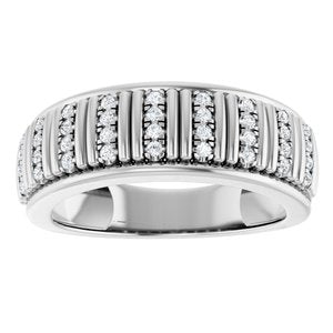 14K White Gold Lab-Grown Diamond Round 1.2 Mm Polished 1/4 Ctw Lab-Grown Diamond Mens Band Size 10