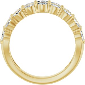 14K Yellow Gold Marquise 3 X 1.5 Mm Polished 1/2 Ctw Lab-Grown Diamond Double Row Anniversary Band Size 7