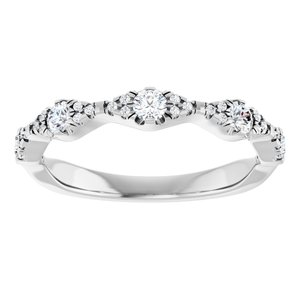 14K White Gold Round 2.5 Mm Polished 3/8 Ctw Natural Diamond Anniversary Band Size 7