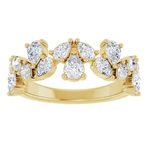 14K Yellow Gold Lab-Grown Diamond Pear 4 X 3 Mm Lab-Grown Diamond Polished 1 3/8 Ctw Lab-Grown Diamond Anniversary Band Size 7