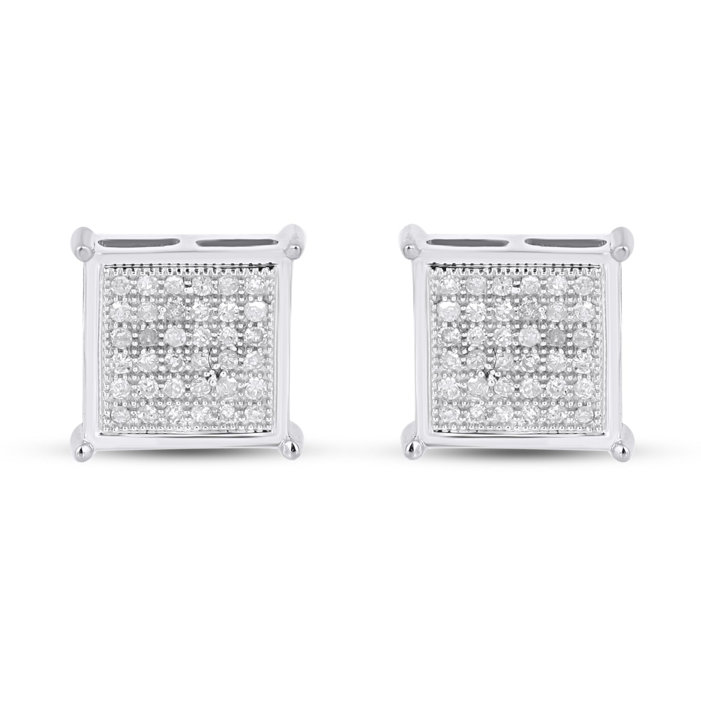 10K White Gold 0.22-0.23 Cttw Diamond Square Earrings