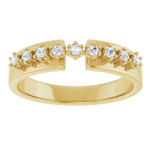 14K Yellow Gold Round 1.6 Mm Polished 1/6 Ctw Natural Diamond Anniversary Band Size 7