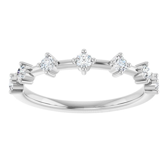 14K White Gold Round 2.1 Mm Polished 1/4 Ctw Lab-Grown Diamond Anniversary Band, Size 7