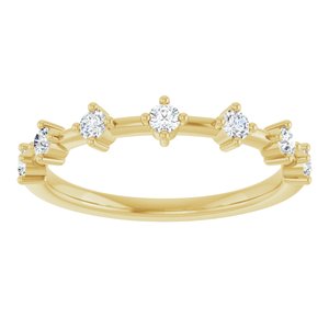 14K Yellow Gold Round 2.1 Mm Polished 1/4 Ctw Lab-Grown Diamond Anniversary Band Size 7