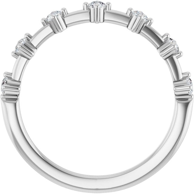 14K White Gold Round 2.1 Mm Polished 1/4 Ctw Lab-Grown Diamond Anniversary Band, Size 7