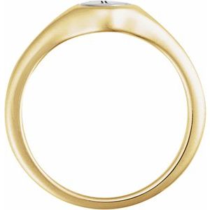 14K Yellow/White Gold Round 6.9 X 6.9 Mm Polished Polished Engravable Signet Ring Size 7
