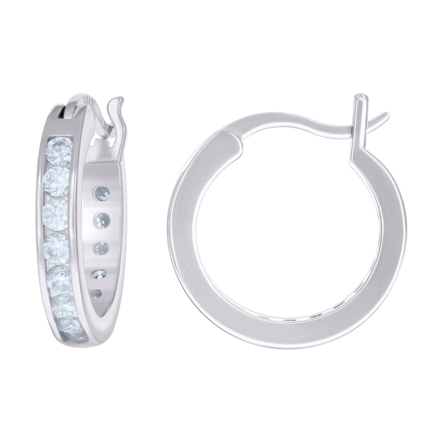 Sterling Silver Or Yellow-Tone Womens Moissanite Stone Hoop Earrings
