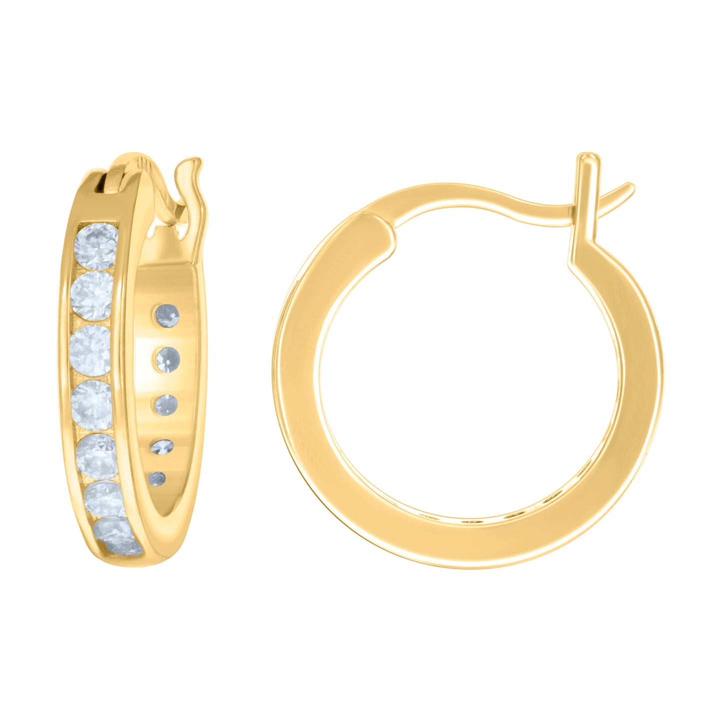 Sterling Silver Or Yellow-Tone Womens Moissanite Stone Hoop Earrings
