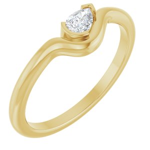 14K Yellow Gold Natural Diamond Pear 4.5 X 3 Mm Polished 1/6 Ct Natural Diamond Solitaire Ring Size 7