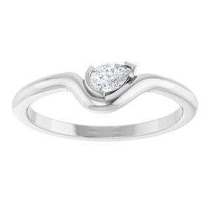 14K White Gold Natural Diamond Pear 4.5 X 3 Mm Polished 1/6 Ct Natural Diamond Solitaire Ring Size 7