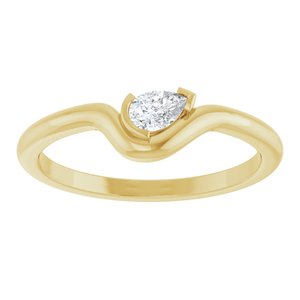 14K Yellow Gold Natural Diamond Pear 4.5 X 3 Mm Polished 1/6 Ct Natural Diamond Solitaire Ring Size 7