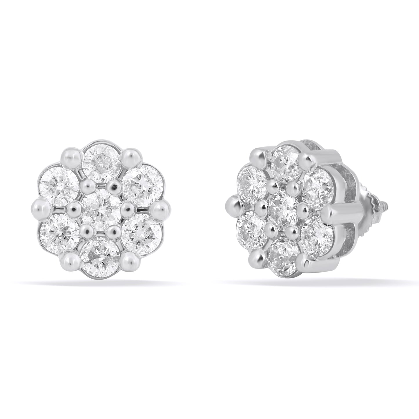 10K White Gold 1.97-1.98 Cttw Lab Grown Diamond Flower Earrings