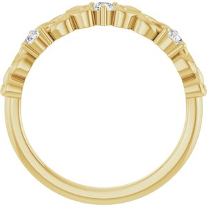14K Yellow Gold Round 2.5 Mm Polished 1/5 Ctw Lab-Grown Diamond Anniversary Band Size 7