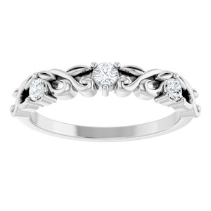 14K White Gold Round 2.5 Mm Polished 1/5 Ctw Natural Diamond Anniversary Band Size 7
