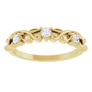 14K Yellow Gold Round 2.5 Mm Polished 1/5 Ctw Natural Diamond Anniversary Band Size 7